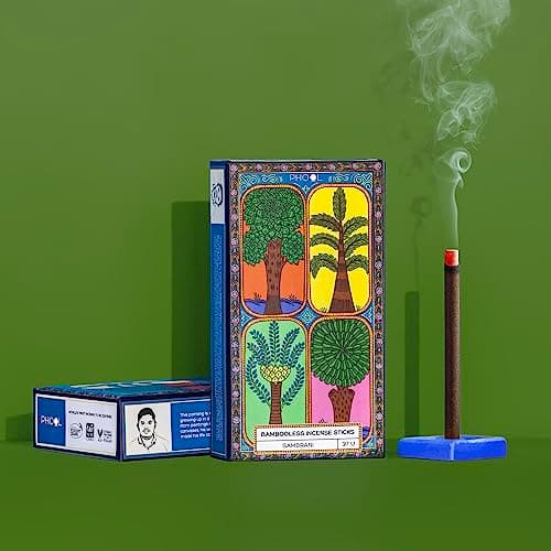 PHOOL LUXURY INCENSE Bambooless Incense Sticks Sambrani Dhoop Sticks For Pooja And Havan Long Lasting Fragrance Dhoop Holder Inside No Charcoal Bamboo Burn Time: 60+ Mins Surprise Gift Inside