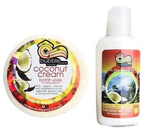 Hawaii Bubble Shack Loofah Soap & Body Lotion Gift Set Coconut