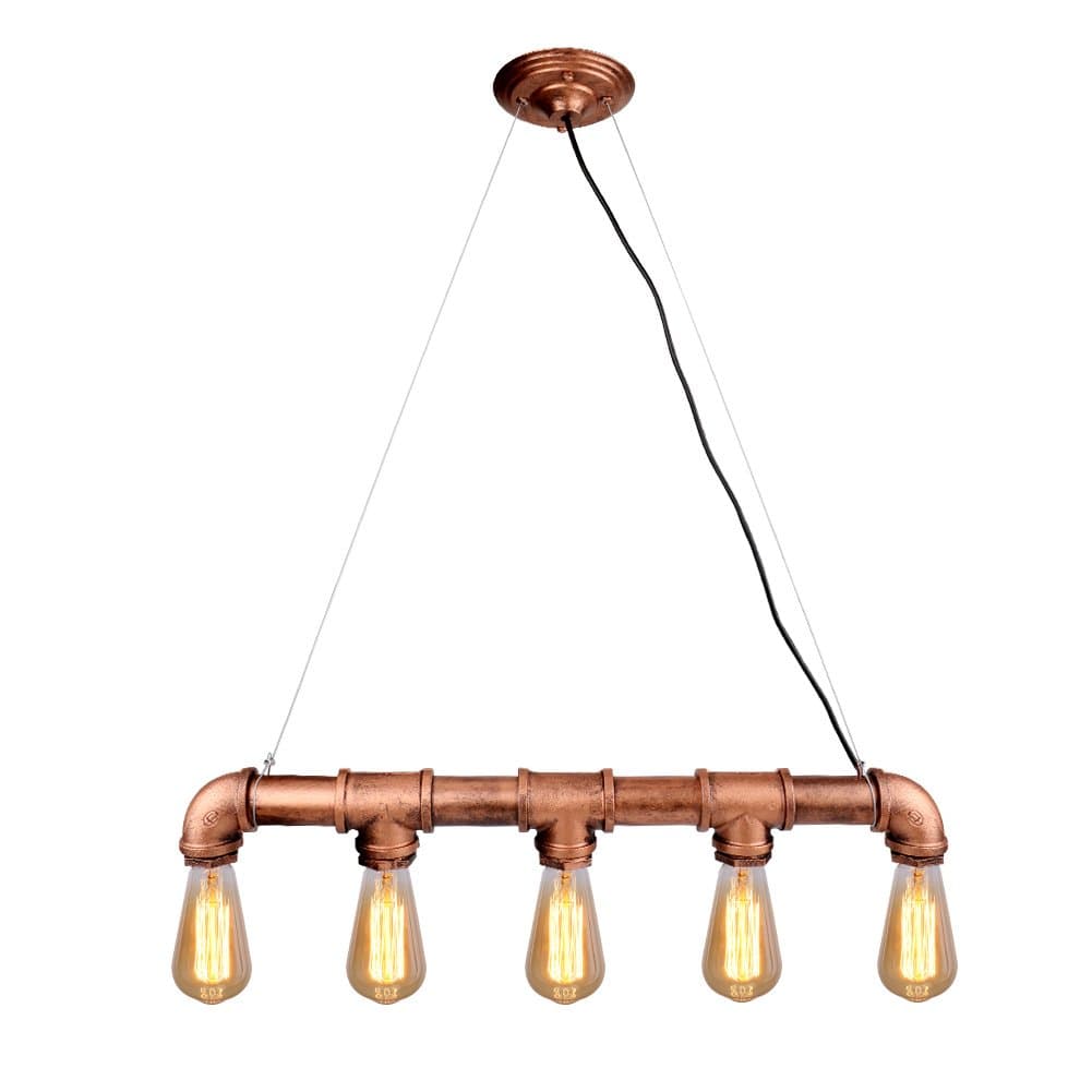 Seitor Industrial Iron Pipe Lamp Steampunk Ceiling Pendant Antique 5 Lights Minimalist Chandeliers