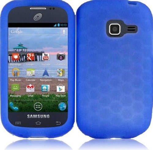 Samsung Galaxy Centura S738C ( Straight Talk , Net10 , Tracfone ) Phone Case Accessory Cool Blue Soft Silicone Rubber Skin Cover with Free Gift Aplus Pouch