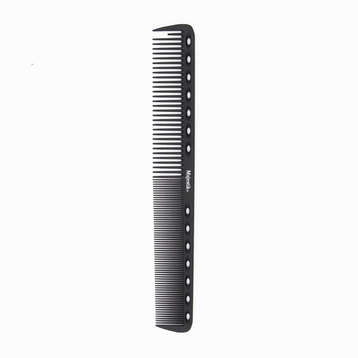 Hair Comb Black Professional Hairdressing Carbon Fiber Comb Master Barber and Salon Anti Static Heat Resistant Strong & Durable Medium and Fine Tooth By Majestik+