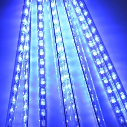 DoDoLightness 50cm 8 Tube 240 Leds Snowfall Meteor Rain Light Tube for Party Halloween Decoration with US Plug (Blue)