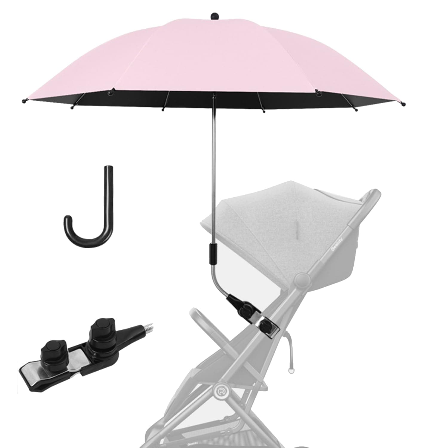 MOFIC Baby Stroller Parasol, Universal Baby Pram Umbrella with with Adjustable Clamp, Pushchair Parasol with 50+ UV Protection, Pram Parasol for Infant, Waterproof Umbrella for Stroller, Buggy