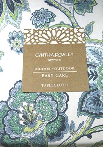 Cynthia Rowley of NY Indoor / Outdoor Easy Care Floral Tablecloth- Assorted Sizes- Oblong & Round 100% Polyester (60 x 84 Oblong)