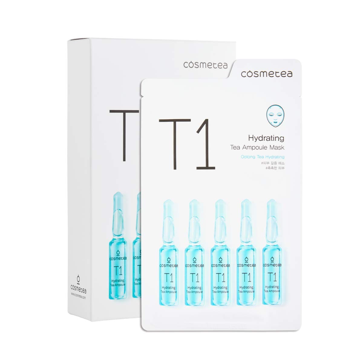 Korean Essence Face Masks - T1 Oolong Tea Hydrating Ampoule Full Facial Masks 10 Pack Treatments, Care Your Skin Anti-Aging, Anti-Wrinkle, Purifying, Deep Moisturizing with Hyaluronic Acid