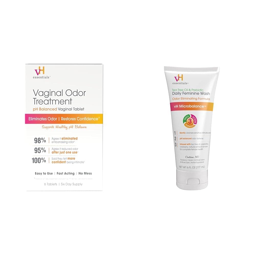 Vaginal Odor Treatment Tablets & Tea Tree Oil Feminine Wash Bundle - 6 Vaginal Suppositories (667-06) & 6 Fl Oz Daily Intimate Cleanser (54306)