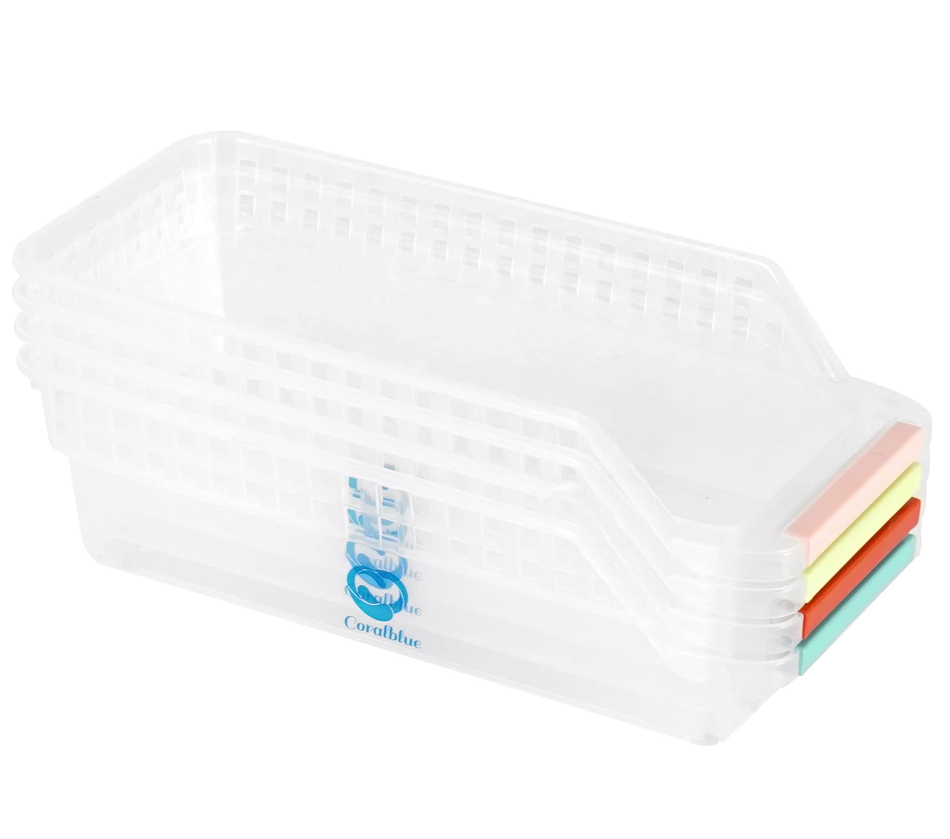 – Coralblue- Refrigerator Organizer Bins- Pack Of 8, Kitchen Durable Storage Organizer, Multicolored Fridge Organizers and Storage -Transparent (pack of 8)