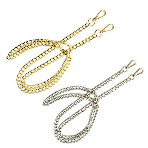 Torostra BL-GS 10MM Wide Purse Chain Straps for Shoulder Crossbody Bags 47" Handbags Chain Strap Replacement Flat Shape Gold Plated Chain for Wallet Clutch Satchel Tote Bag (Set of 2 Gold,Silver)