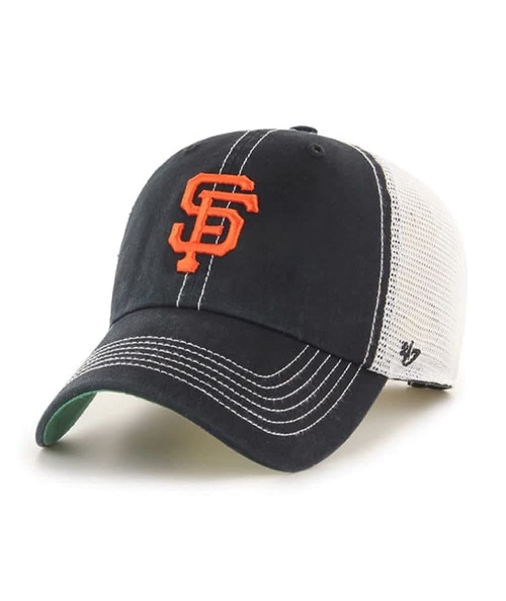 MLB Trawler Primary Logo Team Color Mesh Trucker Clean Up Adjustable Hat, Adult One Size Fits All - San Francisco Giants Black
