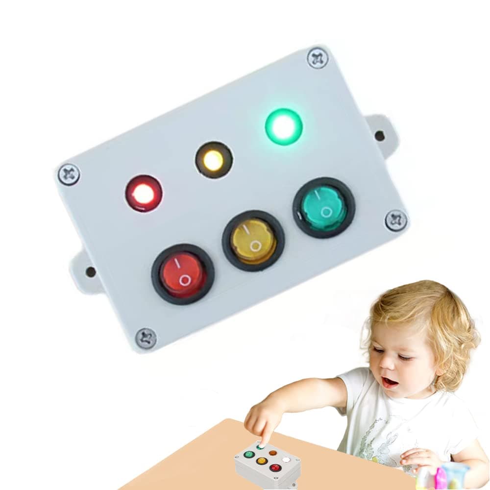 Montessori Busy Board Accessory for Toddlers,Led Light Switch Busy Board Parts Educational Early Education Child Toy DIY Accessory with Screw Interactive Sensory Toy for Toddlers Child Kids