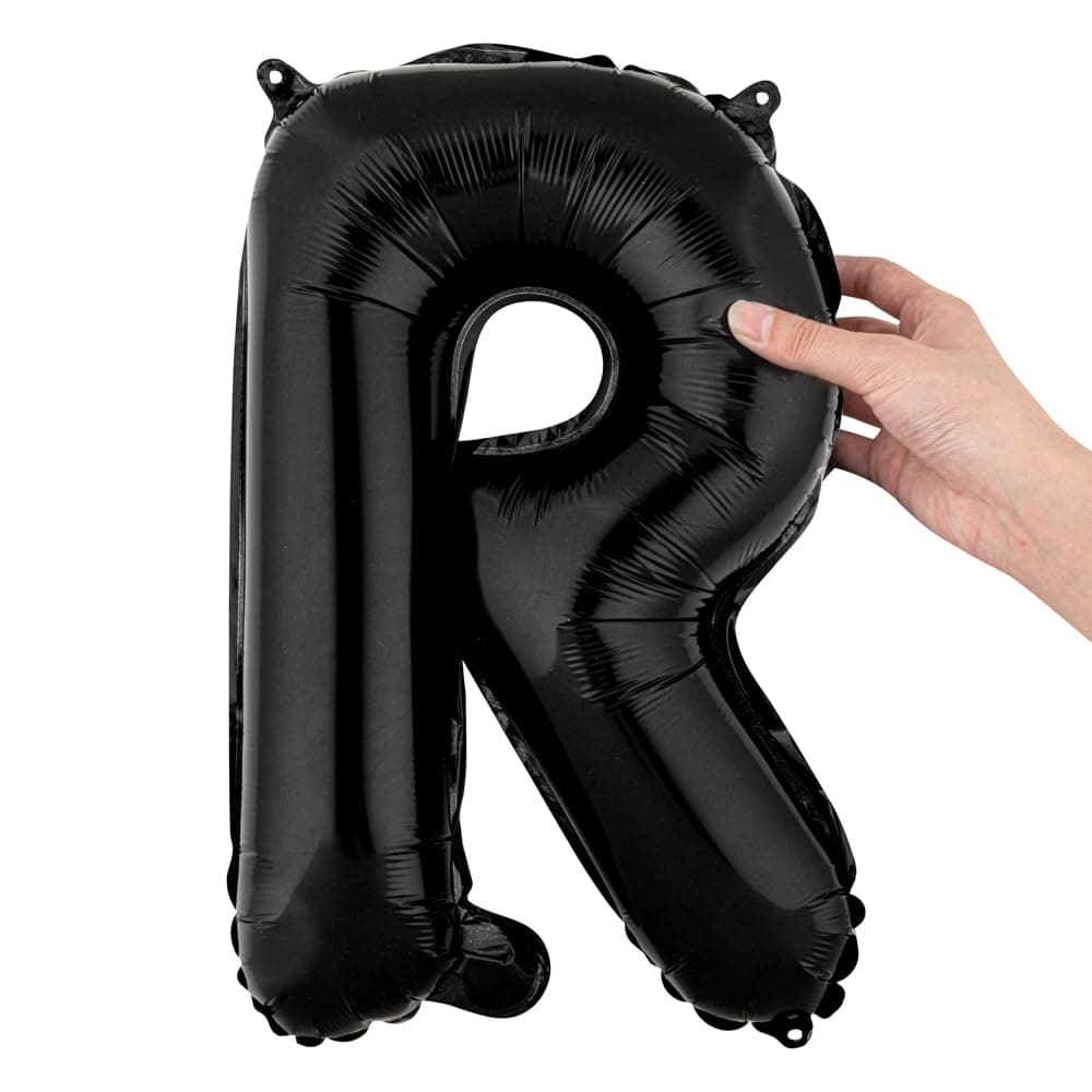 Restaurantware Balloonify 16 Inch Letter Balloon 1 Alphabet Party Balloon - Letter R Self-Sealing Black Foil Mylar Balloon Hanging Film Decoration For Birthday Wedding Or Graduation