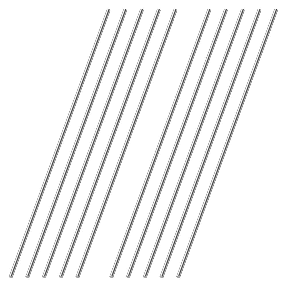 OFFCUP Stainless Steel Round Rods, 10pcs Round Steel Metal Rods, 1.5mm x 300mm Round Steel Rod High Speed Steel Bar Stock for Shaft Gear Drill Lathes Boring Machine Turning Miniature DIY Craft