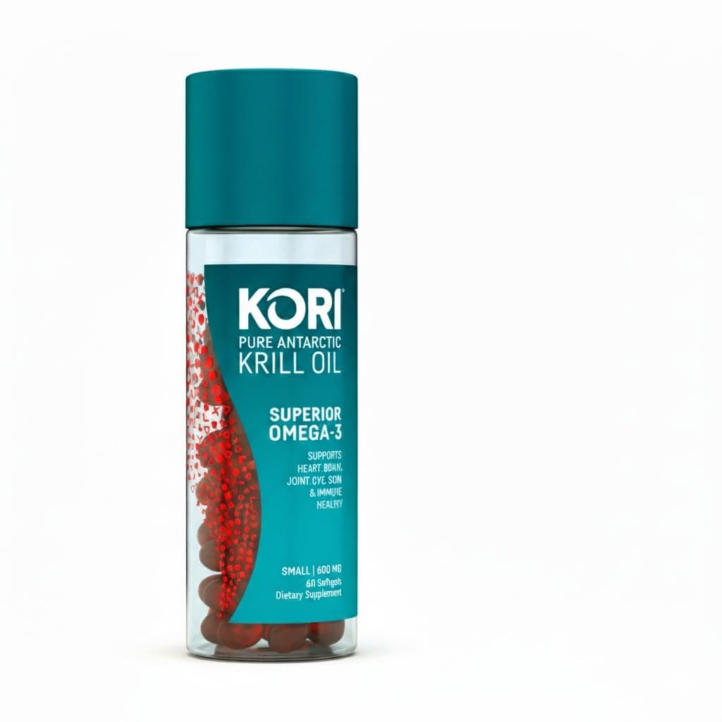 Kori Krill Oil Omega 3 Superior Absorption Oil Supplement, EPA & DHA, 600 mg, 60 Softgels