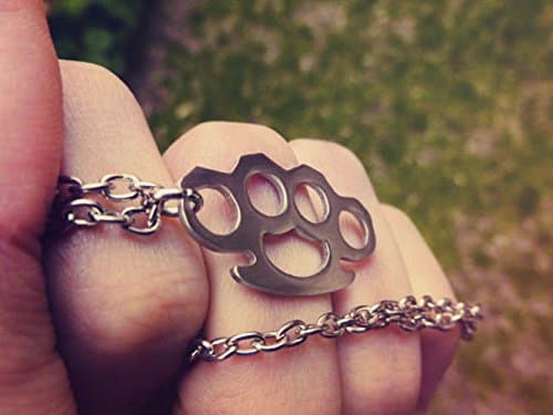 Brass Knuckles Necklace Pendant Nickel Silver Hand