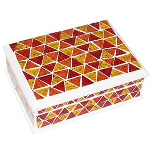 Jewellery box mosaic w/mirror red/orange/yell