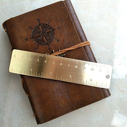 Mini Retro Pure Brass Bookmark Ruler Inch Cm Dual Scales Portable Tool