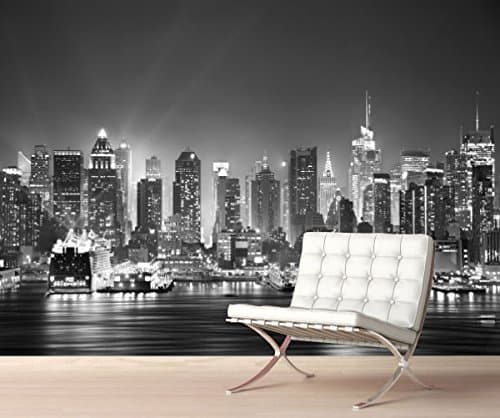 StickersWall New York City Skyline Manhattan Cityscape Wall Mural Photo Wallpaper Picture Self Adhesive B/W 1046 (228cm(W) x 161cm(H))