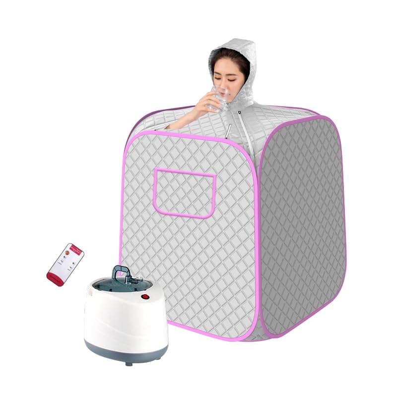 TDOO Portable Steam Sauna, Foldable Sauna for Home, Sauna Tent Sauna Box with 2.6L Steamer, Remote Control, Temperature Adjustment, 9 Levels, Silver