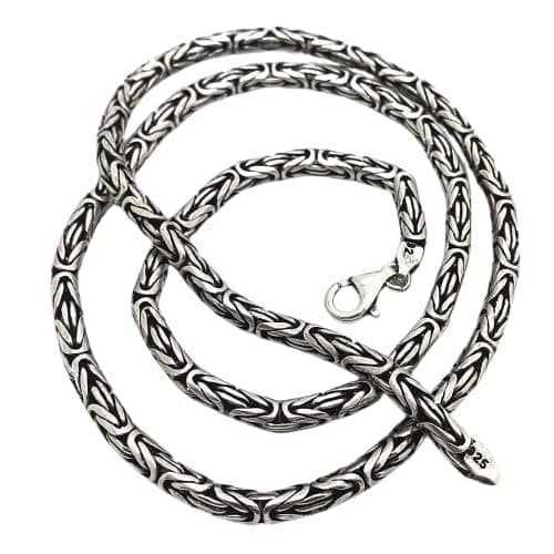 TAKILINGOSolid 925 Sterling Silver Men's King Byzantine Round Chain Necklace, Italian Chain,