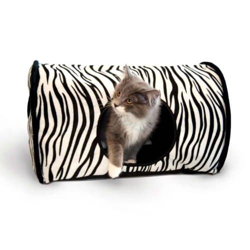 K&H Pet Products Kitty Camper - Warm and Soft Indoor Cat House - Zebra Print