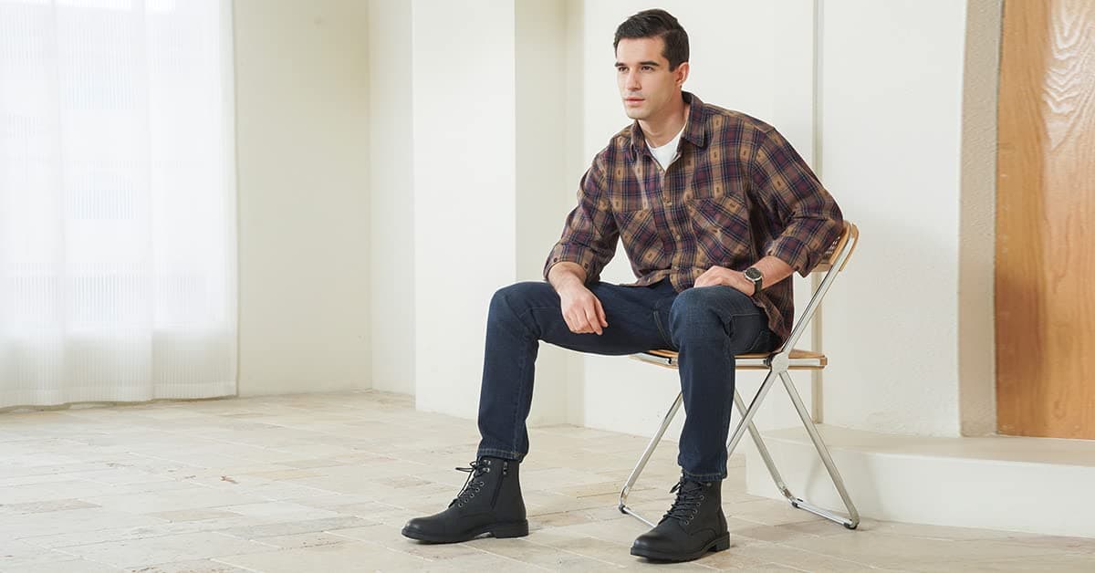 Vostey Mens Boots Motorcycle Casual Boots For Men Zipper Fashion Chukka Boots