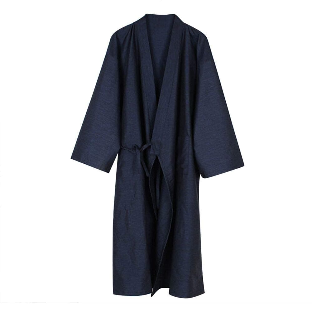 Men's Loose Kimono Robe Cotton Sleepwear Yukata Long Sleeve Bathrobe Nightgown Khan Steamed Clothing Pajamas
