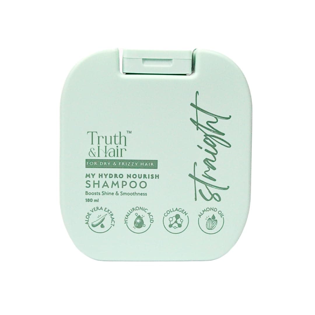 Hydro Nourish Shampoo for Straight hair (180ml) | With Sweet Almond Oil, Hyaluronic Acid & Collagen | SLS & Paraben free | Dermat Approved | Locks Moisture & Strengthens Hair Follices