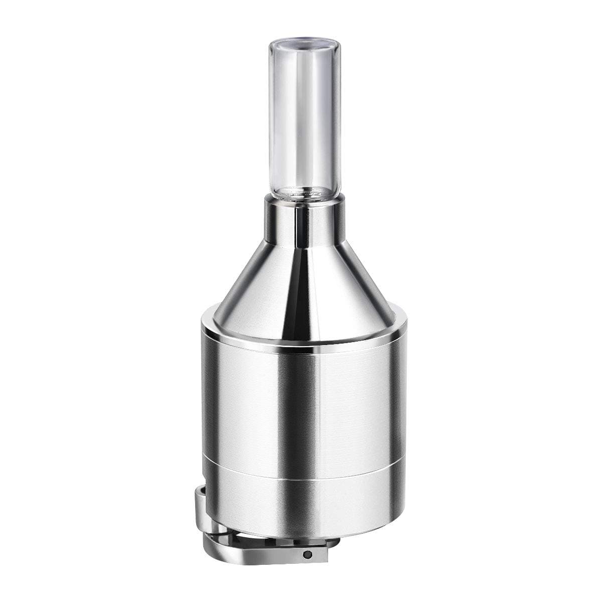 OUNONA Metal Powder Spice Grinder Hand Mill Funnel with Snuff Glass Bottle(4.4x10.7CM)