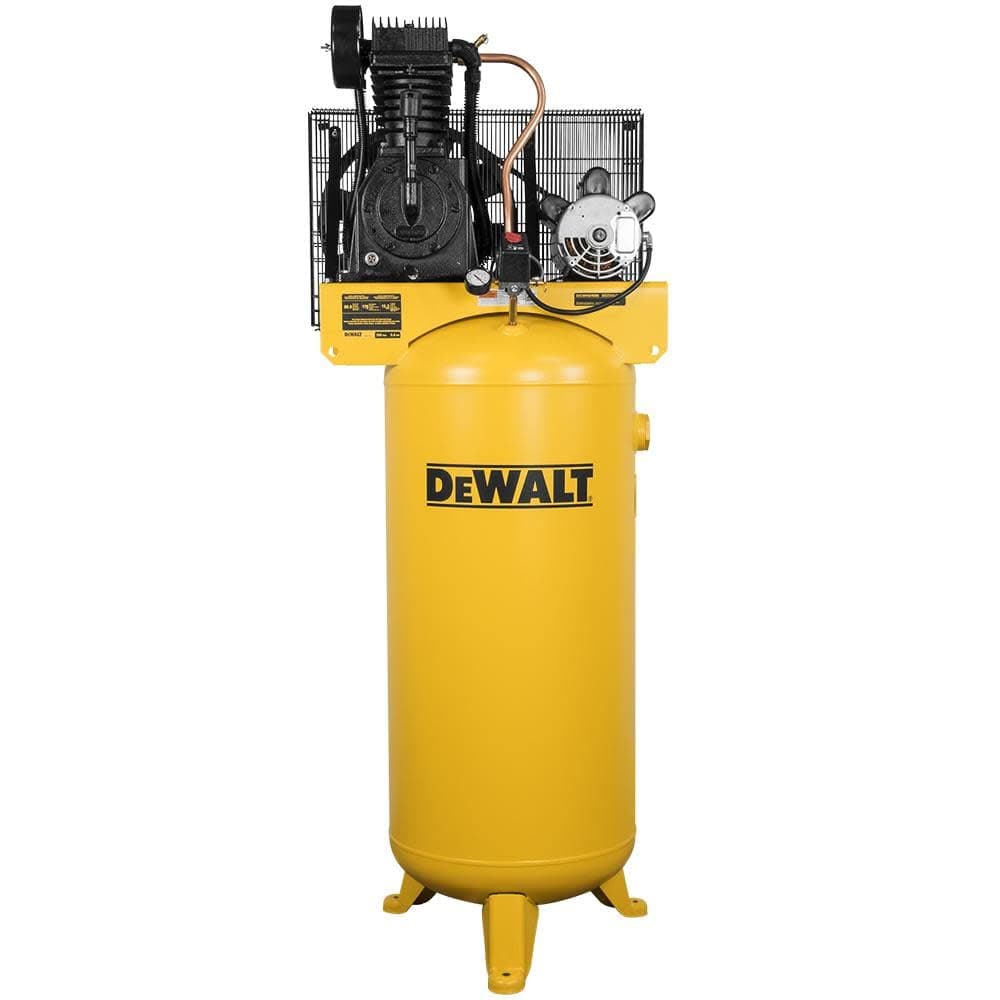 DEWALT 60 Gallon Stationary Vertical Air Compressor, 5 HP, OIL Lube, 230 Volt, 65 dB - Ideal Electric Air Compressor for home, tradesmen and industrial users.