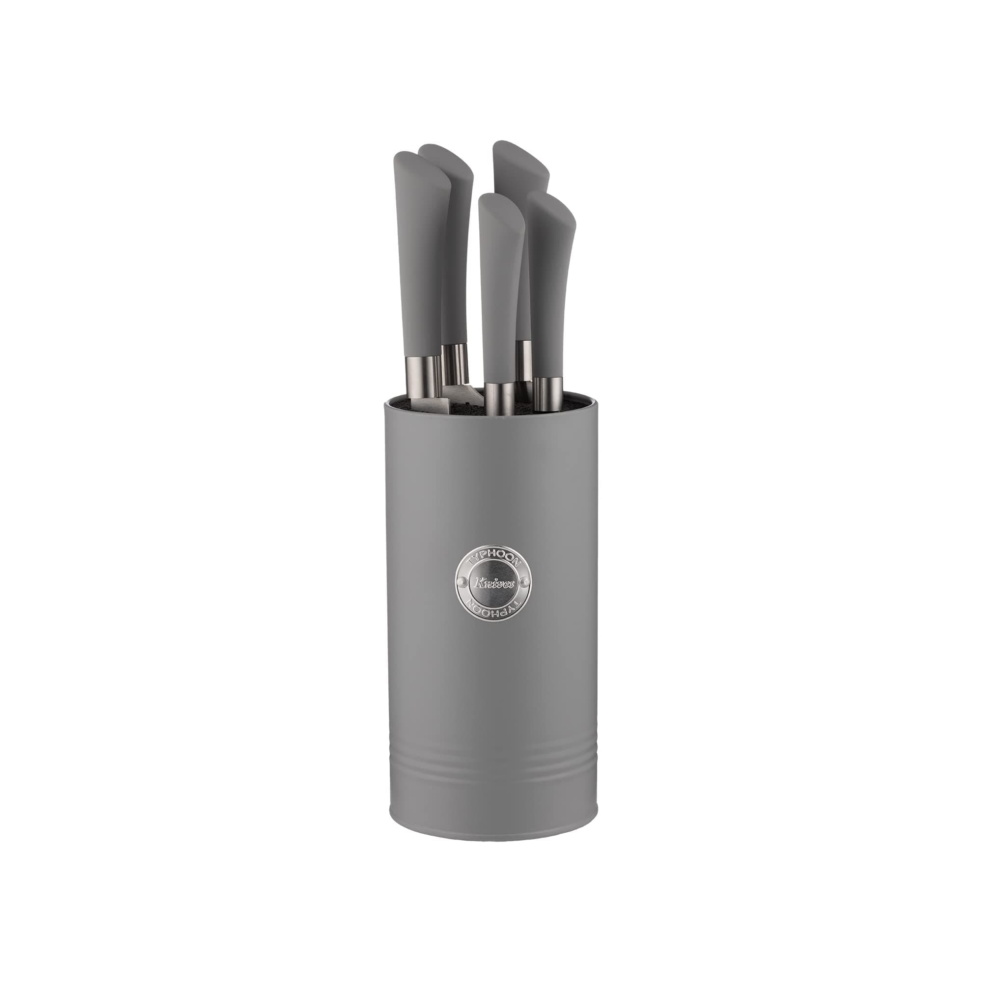 Typhoon Living 6 Piece Knife Grey Knife Set with Knife Block