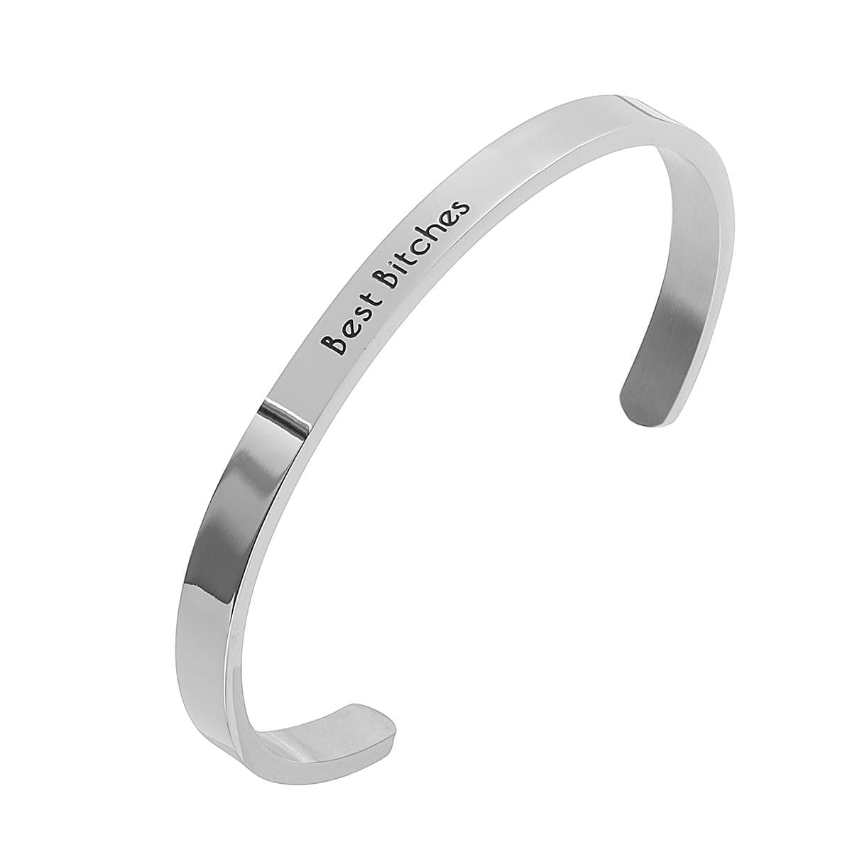 Stpower Sister Jewelry BFF Close Friends Bracelet Stainless Steel Cuff Bangle for Best Friends Christmas Gift (Best Bitches)
