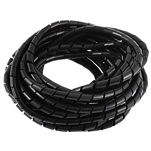 Immech - Black 6mm(1/4" Inch) Spiral Cable Wrap, Cable Sleeve, cable Organizer For TV PC Home & Home - Length : 10 Meter