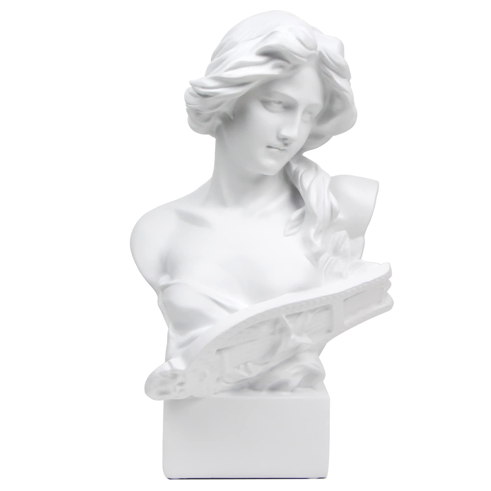 Norrclp Greek Statue of Musical Goddess, Classic Roman Head Bust Greek Mythology Sculpture for Living Room Home Shelf Decor (Goddess-11.8in)