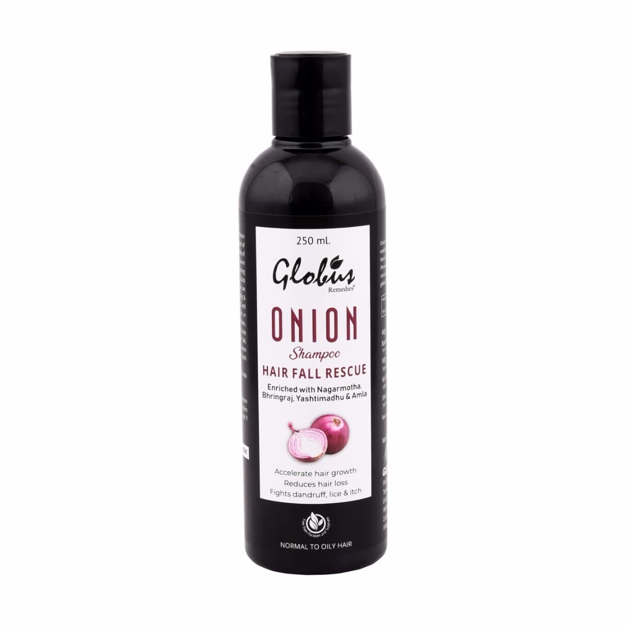 Globus Remedies Hair Fall Rescue Onion Shampoo 250ml, Accelerate Hair growth, Reduces Hair loss, Fights dandruff, lice & itch