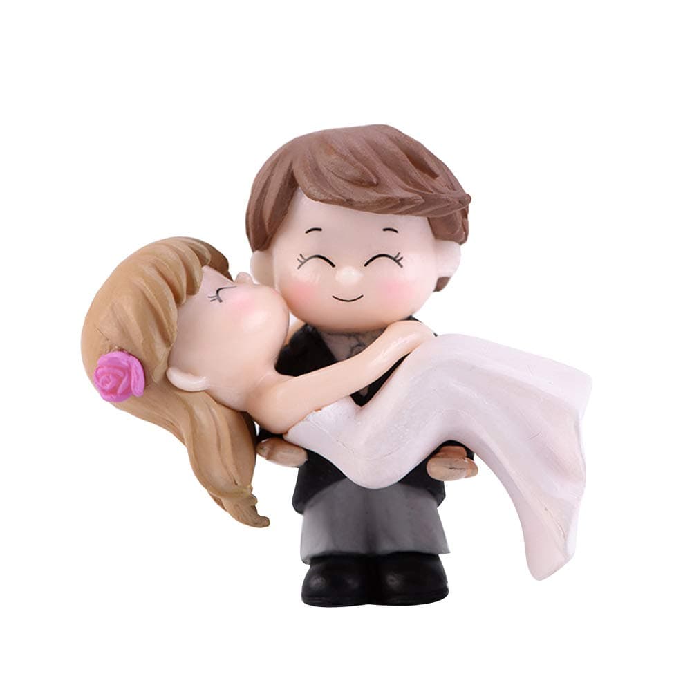 buS9YIN4E Romantic Bride Groom Couple Model Doll Houses Figurine ,DIY Miniature Living Room/ Bedroom Decor Dollhouses Fairy Garden Decoration Accessories Kids Toy Black White