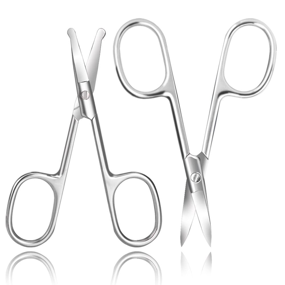 Nose Hair Scissors, LEOKOR Beard Eyebrow Mustache Scissors Trimmer Stainless Steel Safety Scissors Set