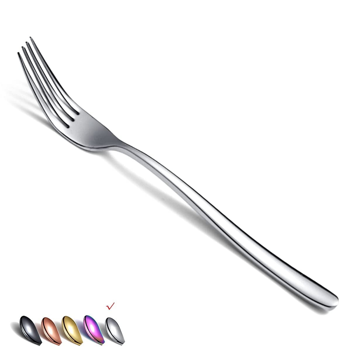 Stainless Steel Dinner Forks Set, 6 Piece - Silverware for Home, Kitchen or Restaurant, Dishwasher Safe (Silver-8 Inch)