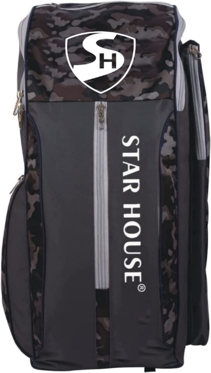 Star House Cricket Kit Bag with Special Bat Holder On The Side, Duffle Kit Bag, Backpack, Full Size with Shoulder Straps and Handle for Player (Multicolor)