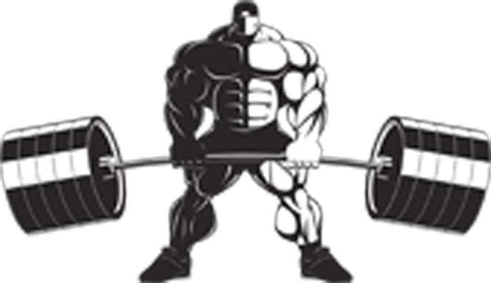 Black and White Macho Body Builder Dead Lift Barbell Cartoon #1 Vinyl Decal Sticker (8" Wide)