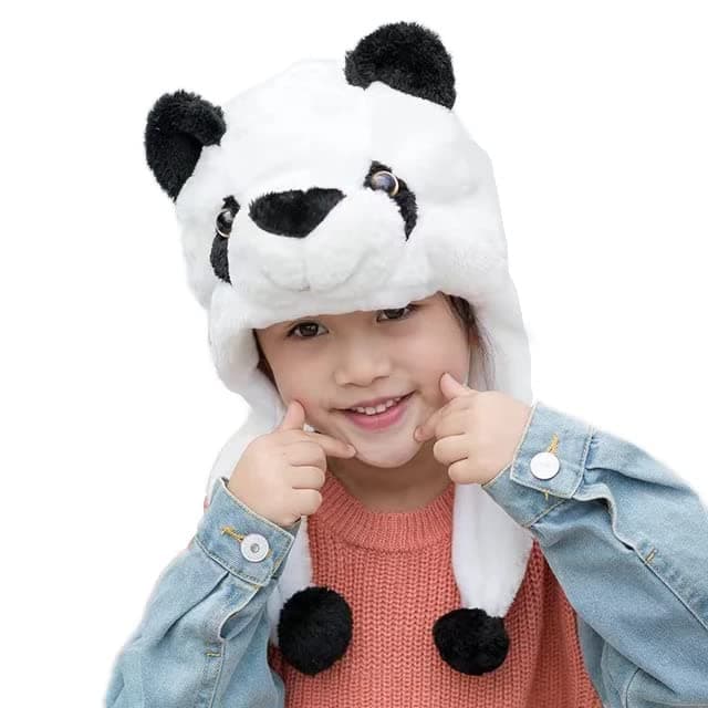 Kids Soft Faux Fur Plush Stuffed Woolen Cute Animal Costume Beanie Cap Hat with Toy Hood for Baby Boys and Girls | Stylish Wool Windproof Full Head Ear Cover | Age 2 to 6 Years