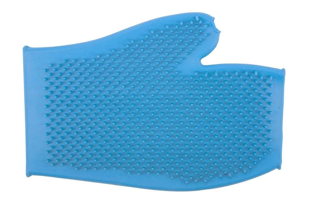 AncolErgo Rubber Grooming Glove for Dog, Blue