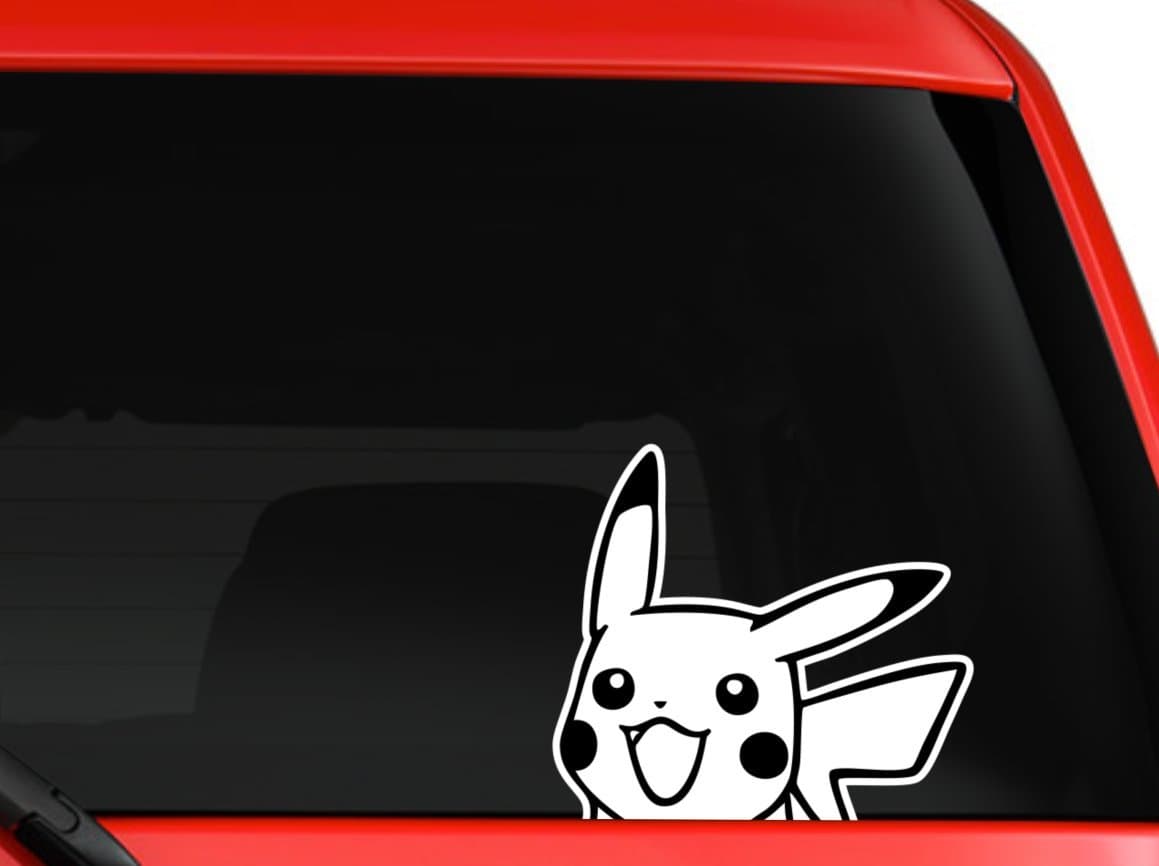 Signsorcerer Pikachu Cartoon Character Peeking Car Truck Window Vinyl Decal Sticker 6" inches (Pikachu)