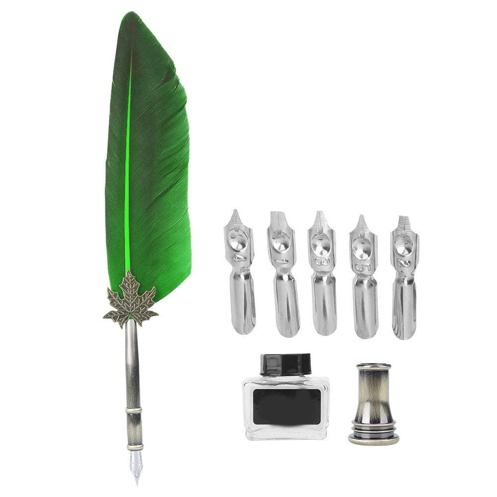 Tbest The Feather Pen Ink, Harry Potter Slytherin Quil Quid Pen and Ink Set, Drawing, Vintage Feather Fountain Writing Pen, Calligraphy Ink, Quill, Dip Pen with Gift Box