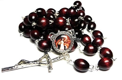 3rd class relic rosary of Saint Rose of Lima patron of the Philippines, Peru, Lima and embroiderers; gardeners; florists; Latin America Santa Rosa de Lima patron de Peru y Lima (Cherry)