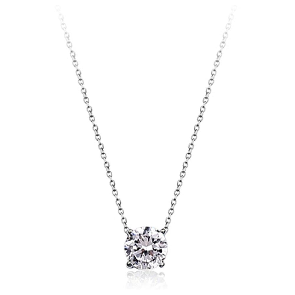 AAA Cubic Crystal Ornate "Round 6mmx6mm Zirconia Solitaire" Pendant Necklace Jewelry for Woman