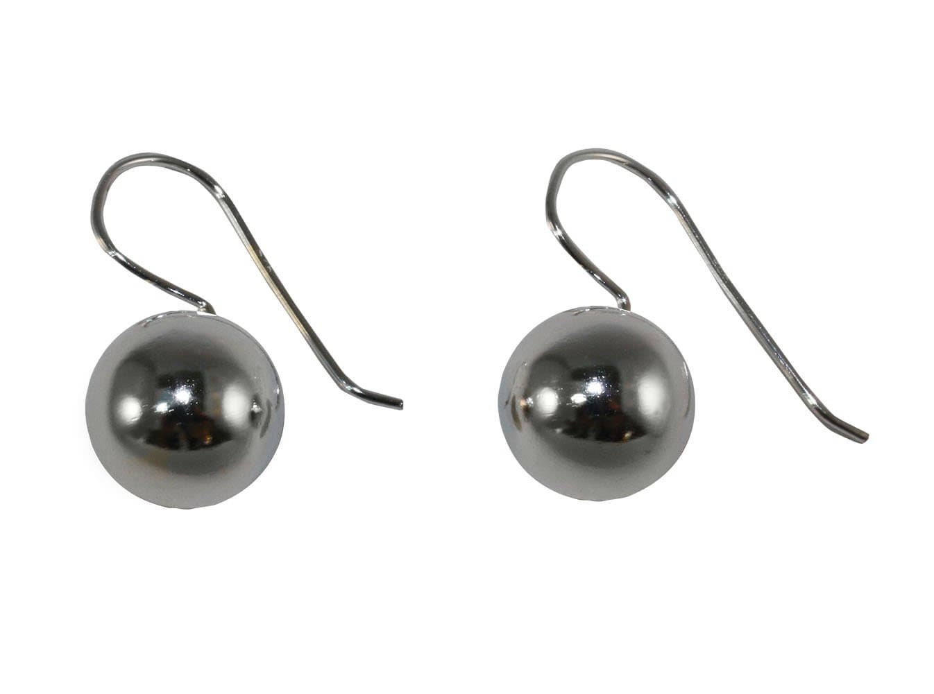 1.15" x 0.55" Sterling Silver Drop Ball Earrings with Seamless Hooks