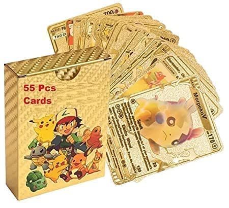 TECH LOGO ELECTRONICS Playing Cards l 55 PCS Gold Foil Card Assorted Cards TCG Deck Box - V Series Cards Vmax GX Rare Golden Cards and Common-Rare Mystery Card