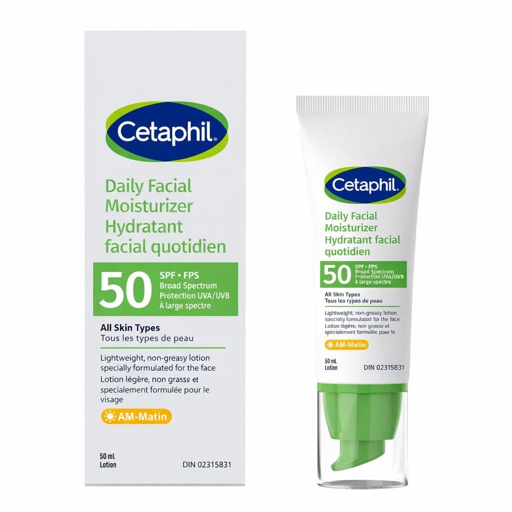 Daily Facial Moisturizer SPF 50 - For Sensitive Skin - Oil Free and Non Greasy - Lightweight Lotion With Broad Spectrum Protection - Dermatologist Recommended, 50ml Pack Of 1