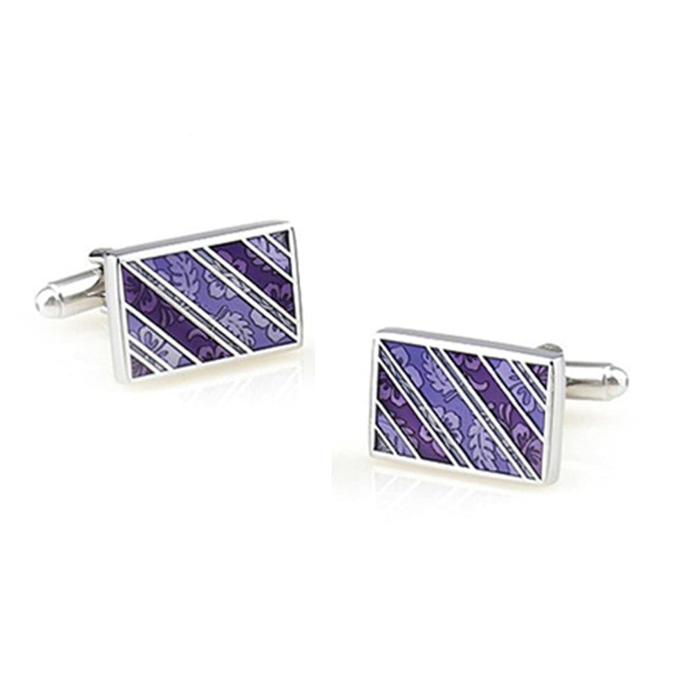 Purple Rectangle Men's Shirt Suite Cufflinks Cuff Links with Gift Box