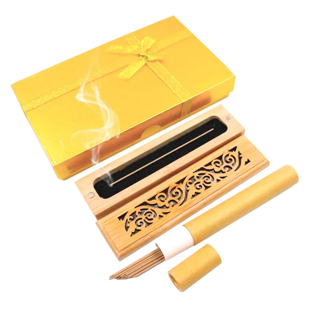 Bakhoor BoSidin - Oud Incense Bakhoor Burner Arabic Golden Gift Box with Cambodian Oud Sticks 20pcs